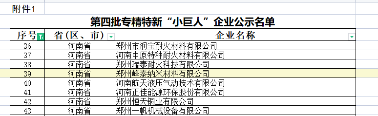 恭喜郑州峰泰高科荣获国家级专精特新“小巨人”企业称号及国家级专精特新“小巨人”河南企业的公示 